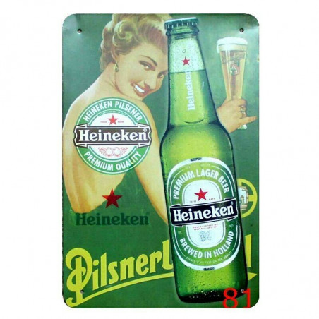 PLAQUE EN ÉTAIN HEINEKEN  30 X 20 CM