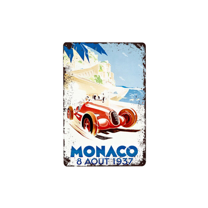 PLAQUE EN ÉTAIN GRAND PRIX MONACO COURSE AUTOMOBILE 30 X 20 CM PLAQUE EN ÉTAIN GRAND PRIX MONACO COURSE AUTOMOBILE 30 X 20 CM