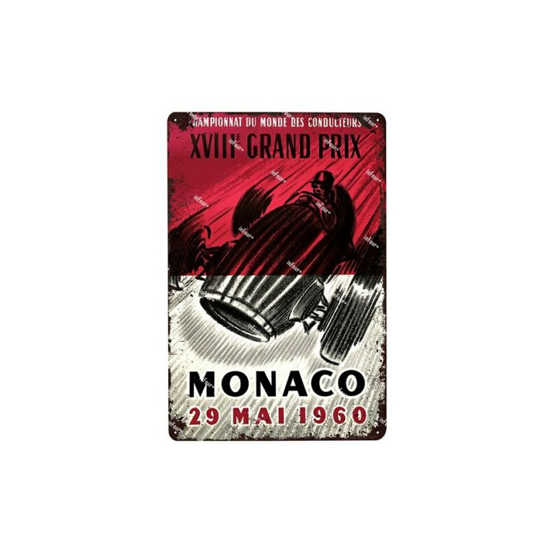 PLAQUE EN ÉTAIN GRAND PRIX MONACO COURSE AUTOMOBILE 30 X 20 CM PLAQUE EN ÉTAIN GRAND PRIX MONACO COURSE AUTOMOBILE 30 X 20 CM