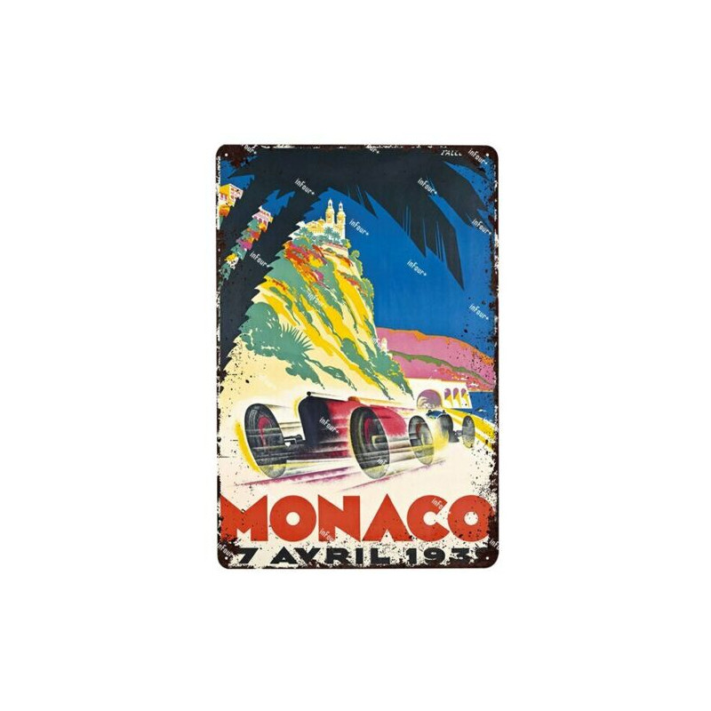 PLAQUE EN ÉTAIN GRAND PRIX MONACO COURSE AUTOMOBILE 30 X 20 CM PLAQUE EN ÉTAIN GRAND PRIX MONACO COURSE AUTOMOBILE 30 X 20 CM