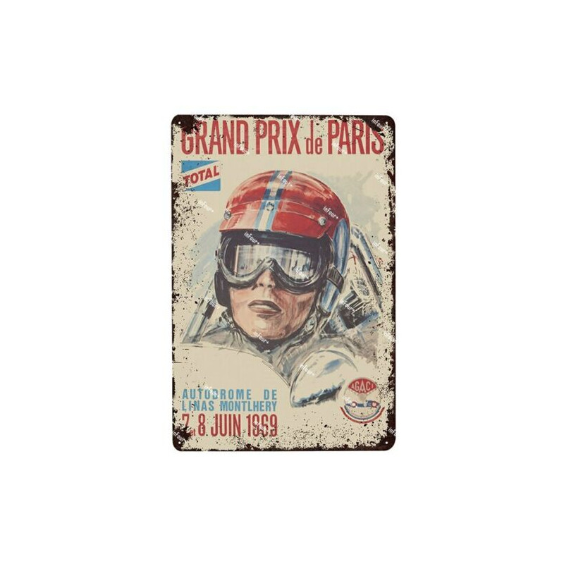 PLAQUE EN ÉTAIN COURSE AUTOMOBILE 30 X 20 CM PLAQUE EN ÉTAIN COURSE AUTOMOBILE 30 X 20 CM