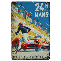 PLAQUE EN ÉTAIN 24 HEURES DU MANS COURSE AUTOMOBILE 30 X 20 CM