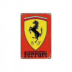 PLAQUE EN ÉTAIN FERRARI 30 X 20 CM