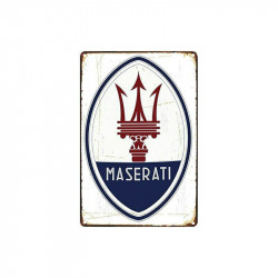 PLAQUE EN ÉTAIN  MASERATI 30 X 20 CM