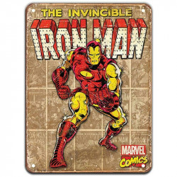 PLAQUE EN ÉTAIN MARVEL SUPER HEROS COMICS 30 X 20 CM