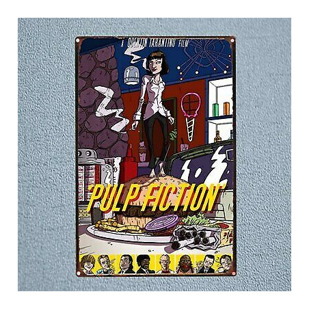 PLAQUE EN ÉTAIN PULP FICTION 30 X 20 CM