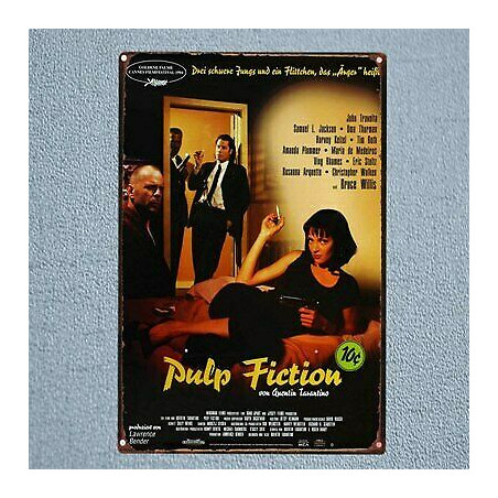 PLAQUE EN ÉTAIN PULP FICTION 30 X 20 CM