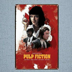 PLAQUE EN ÉTAIN PULP FICTION 30 X 20 CM