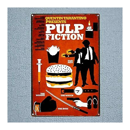 PLAQUE EN ÉTAIN PULP FICTION 30 X 20 CM