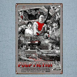 PLAQUE EN ÉTAIN PULP FICTION 30 X 20 CM