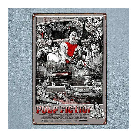 PLAQUE EN ÉTAIN PULP FICTION 30 X 20 CM