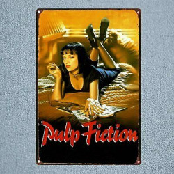 PLAQUE EN ÉTAIN PULP FICTION 30 X 20 CM