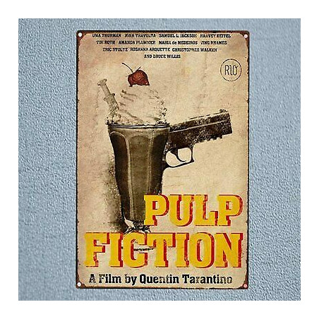 PLAQUE EN ÉTAIN PULP FICTION 30 X 20 CM