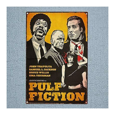 PLAQUE EN ÉTAIN PULP FICTION 30 X 20 CM