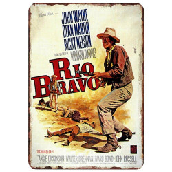 PLAQUE EN ÉTAIN FILM JOHN WAYNE COW-BOYS 30 X 20 CM