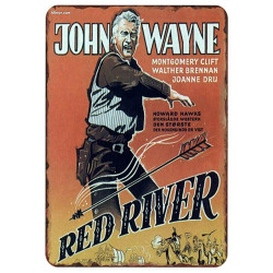 PLAQUE EN ÉTAIN FILM JOHN WAYNE COW-BOYS 30 X 20 CM