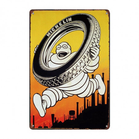 PLAQUE EN ÉTAIN MICHELIN 30 X 20 CM
