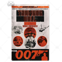 PLAQUE EN ÉTAIN FILM JAMES BOND 007 30 X 20 CM