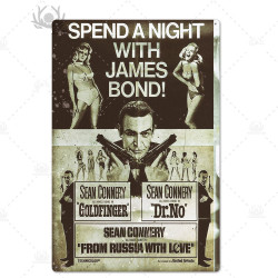 PLAQUE EN ÉTAIN FILM JAMES BOND 007 30 X 20 CM