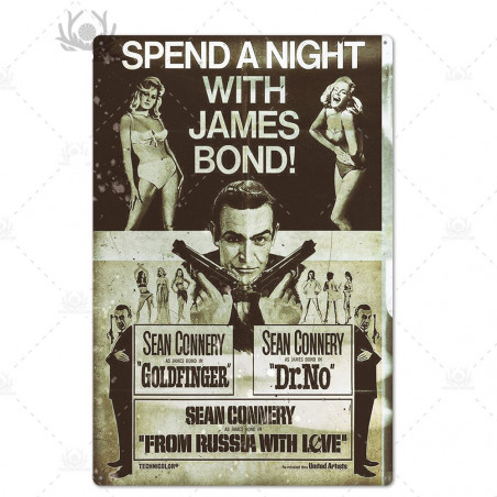 PLAQUE EN ÉTAIN FILM JAMES BOND 007 30 X 20 CM