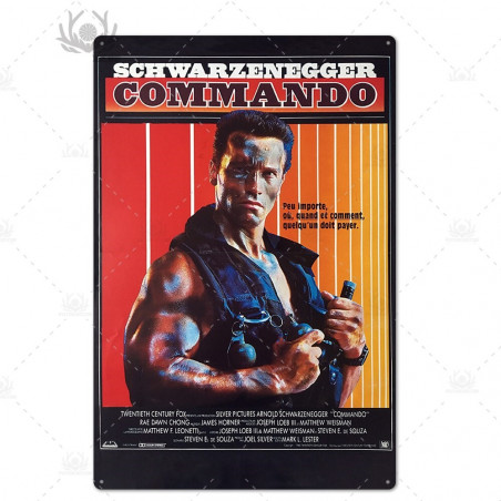 PLAQUE EN ÉTAIN FILM SCHWARZENEGGER COMMANDO 30 X 20 CM