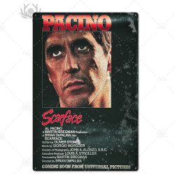 PLAQUE EN ÉTAIN FILM AL PACINO SCARFACE 30 X 20 CM