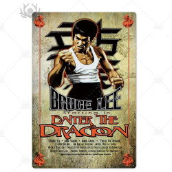 PLAQUE EN ÉTAIN FILM LA FUREUR DU DRAGON BRUCE LEE 30 X 20 CM