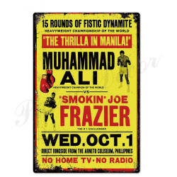 PLAQUE EN ÉTAIN BOXE ALI VS FRAZIER  30 X 20 CM