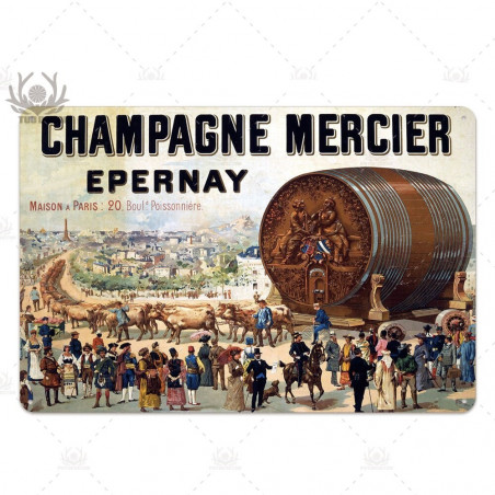 PLAQUE EN ÉTAIN CHAMPAGNE MERCIER 30 X 20 CM