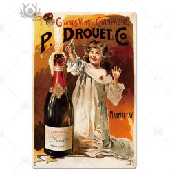 PLAQUE EN ÉTAIN CHAMPAGNE DROUET 30 X 20 CM