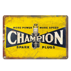 PLAQUE EN ÉTAIN  CHAMPION  30 X 20 CM