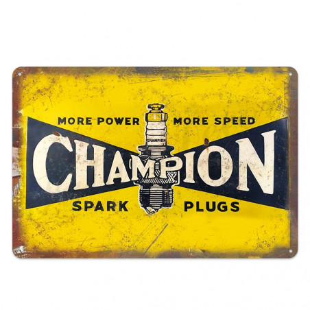 PLAQUE EN ÉTAIN  CHAMPION  30 X 20 CM