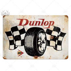 PLAQUE EN ÉTAIN PNEUS DUNLOP 30 X 20 CM