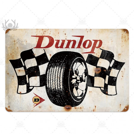 PLAQUE EN ÉTAIN PNEUS DUNLOP 30 X 20 CM