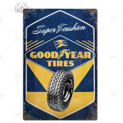 PLAQUE EN ÉTAIN PNEUS GOOD YEAR 30 X 20 CM