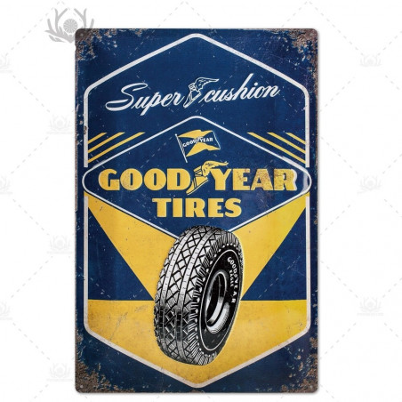 PLAQUE EN ÉTAIN PNEUS GOOD YEAR 30 X 20 CM