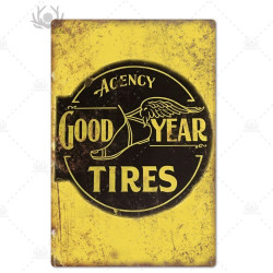 PLAQUE EN ÉTAIN PNEUS GOOD YEAR 30 X 20 CM