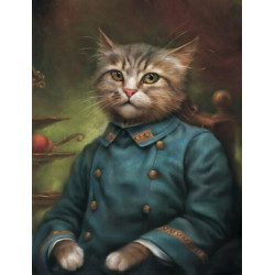 TOILE portrait vintage chat 50x70 cm