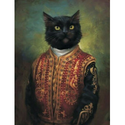 TOILE portrait vintage chat 50x70 cm