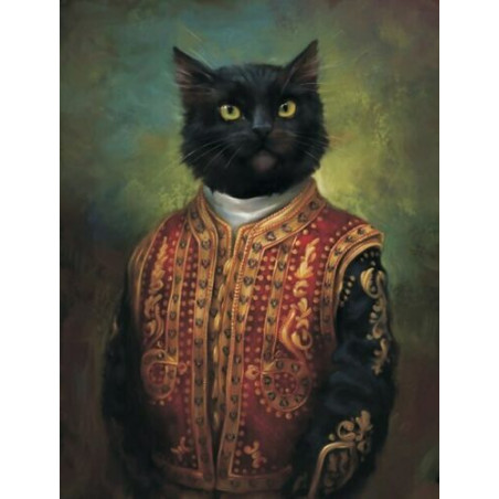 TOILE portrait vintage chat 50x70 cm