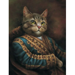 TOILE portrait vintage chat 50x70 cm