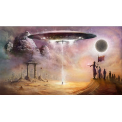 PLAQUE EN METAL ÉTAIN ovni ufo extraterrestre 30 X 20 CM