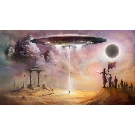 PLAQUE EN METAL ÉTAIN ovni ufo extraterrestre 30 X 20 CM
