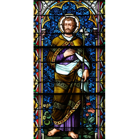 PLAQUE EN METAL ÉTAIN vitrail église   30 X 20 CM